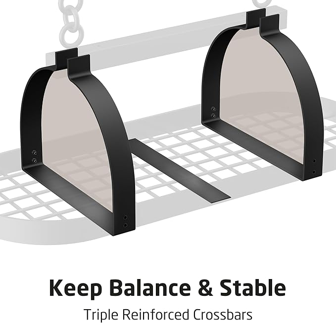 KES 48 Inch Large Hanging Pot Rack, Heavy Duty Oval Pot and Pan Hanging Rack Ceiling Mount, Pot Pan Hangers for Kitchen with 20 Hooks, Matte Black, (For 16" and 24" Joist Mount), KUR225S122-BK - Image 5