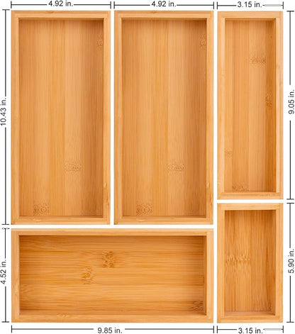bamboo drawer organizer Set,expandable drawer dividers,wooden storage organizers,drawer organizers for kitchen, bathroom,flatware,Tea Bag Organizer (1 X 5PCS Natural) - Image 3