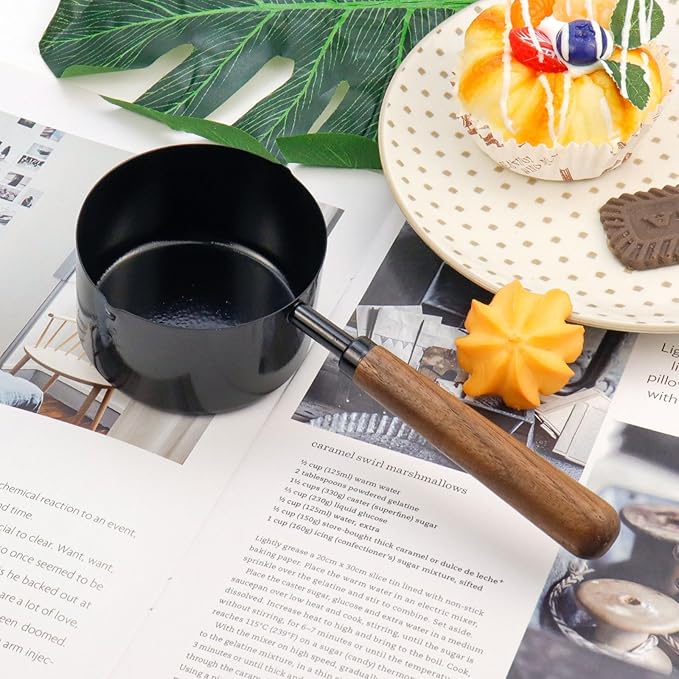 1pcs 1 Cup Measuring Cup with Wooden Handle Stainless Steel Measuring Scoop 250ml Measuring Spoon Black 1 Measuring Cups for Baking Cooking Wet and Dry Ingredients (250ml) - Image 5