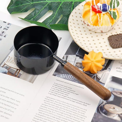 1pcs 1 Cup Measuring Cup with Wooden Handle Stainless Steel Measuring Scoop 250ml Measuring Spoon Black 1 Measuring Cups for Baking Cooking Wet and Dry Ingredients (250ml) - Image 5