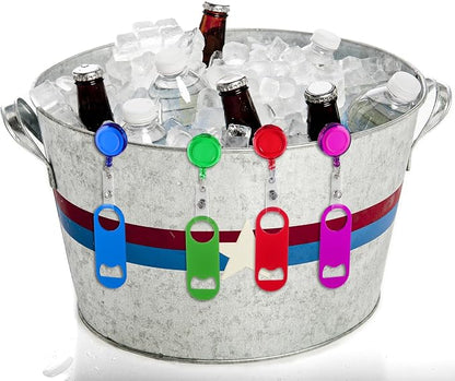 Honoson 8 Pieces Retractable Bottle Opener Bartender Flat Beer Opener with Round Badge Reel Clips Holder for Kitchen Restaurant Home Supplies Party Gifts (Classic,Assorted Color) - Image 7