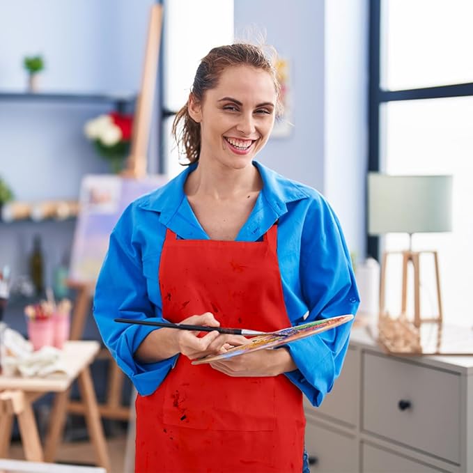 15 Pcs Adult Aprons Bulk with Pockets Adjustable Bib Chef Apron for Women Men Painting Cooking Crafting (S/L) - Image 6