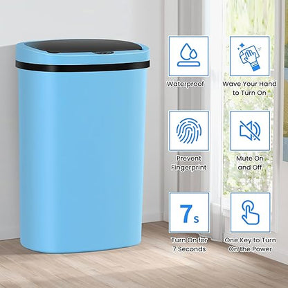 13 Gallon Trash Can | 50L Sensor Automatic Kitchen Trash Can with Lid | Touchless Garbage Bin Odor-Control for Kitchen, Office, Bedroom, Living Room (1 Pack, Blue) - Image 3