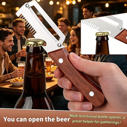 NEW Premium Vegetable Peeler with Wooden Handle and Bottle Opener: 2-in-1 Stainless Steel Kitchen Tool for Fruit Apple Potato Pumpkin Papaya (1Pack) - Image 3