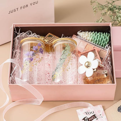 NETANY 1 Pack Glass Cups with Bamboo Lids and Straws 16 oz, Gifts for Women, Drinking glasses set, Iced Coffee, Tea Cup, Cute Aesthetics Tumbler Cup, Mothers Day, Birthday Gifts for Her Mom - Image 3