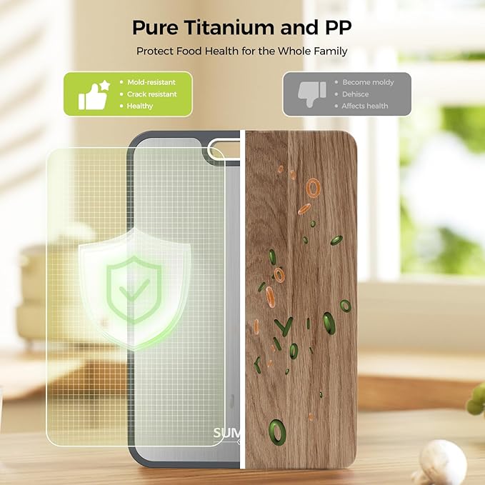 Titanium Cutting Board, Double Sided Food Grade Pure Titanium/PP, Cutting Board for Kitchen, Easy to Clean Large Size [18”*12.5”+15.5”*10.5”+12”*8.5”] - Image 3