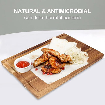 Decorative Acacia Wood Cutting Boards for Kitchen Meat Large Charcuterie Boards Best Hardwood Solid Chopping Board Butcher Block Bread Serving Cheese Board Big Maple Carving Cutting Board Non Toxic - Image 6