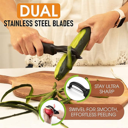 Spring Chef Premium Swivel Vegetable Peeler, Soft Grip Handle and Ultra Sharp Stainless Steel Blades - Perfect Kitchen Peeler For Veggie, Fruit, Potato, Carrot, Apple - Black - Image 3