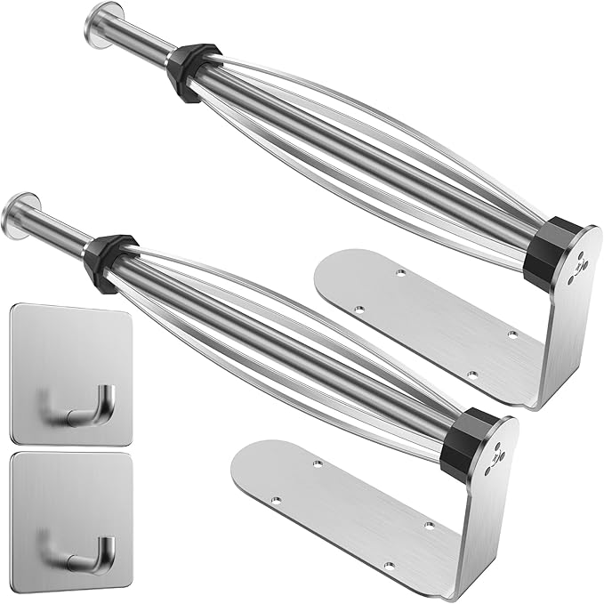 2 Pack Paper Towel Holder Under Cabinet + 2 Towel Robe Hook, Single Hand Operable Under Cabinet Paper Towel Holder, Adhesive Wall Mount Paper Roll Holder for Bathroom Kitchen(Silver) by HelpYouSaveMoreSpace