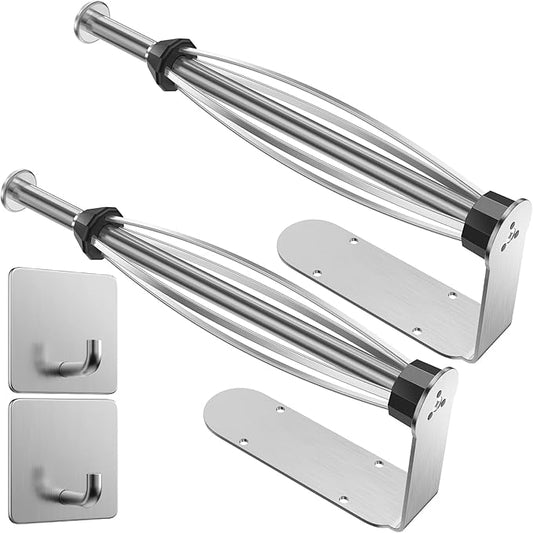 2 Pack Paper Towel Holder Under Cabinet + 2 Towel Robe Hook, Single Hand Operable Under Cabinet Paper Towel Holder, Adhesive Wall Mount Paper Roll Holder for Bathroom Kitchen(Silver) by HelpYouSaveMoreSpace