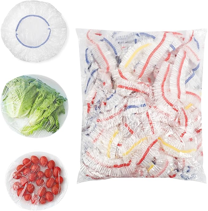 Homelove Plastic Bowl Covers Dish Cover Food Cover, 100pcs Reusable Elastic Stretch Fresh Keeping Covers, Kitchen Dining Cookware Canning Lids Food Bags, Universal Kitchen Plastic Wrap [Colorful] by Homelove