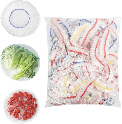 Homelove Plastic Bowl Covers Dish Cover Food Cover, 100pcs Reusable Elastic Stretch Fresh Keeping Covers, Kitchen Dining Cookware Canning Lids Food Bags, Universal Kitchen Plastic Wrap [Colorful] by Homelove