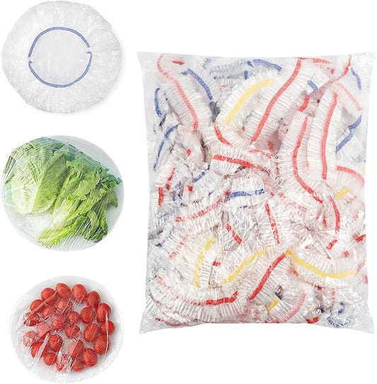 Homelove Plastic Bowl Covers Dish Cover Food Cover, 100pcs Reusable Elastic Stretch Fresh Keeping Covers, Kitchen Dining Cookware Canning Lids Food Bags, Universal Kitchen Plastic Wrap [Colorful] by Homelove