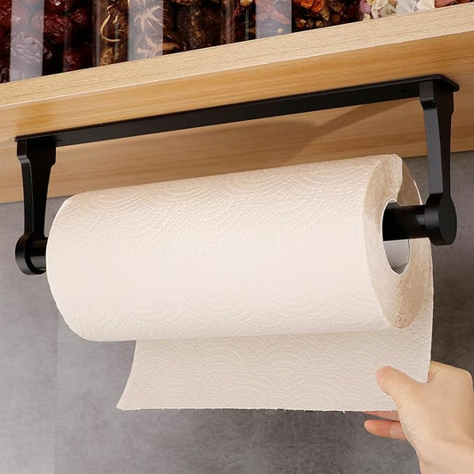 MONEER Paper Towel Holder Under Cabinet, Paper Towel Holder, Aluminum Alloy Kitchen Towel Holders, Self Adhesive Kitchen Roll Holder for Kitchen, Bathroom, Living Room (Black) by MONEER