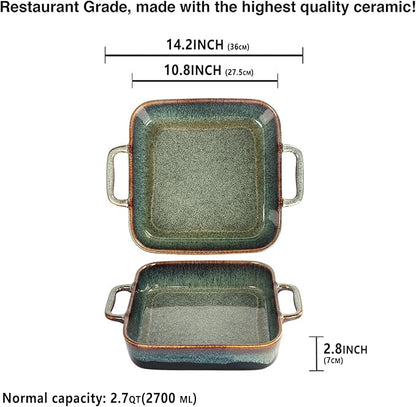 10" x 10" Porcelain Square Casserole Dishes - Baking Dish for Oven, 2.7 QT Ceramic Lasagna Pans, Oven Safe Bakeware for Kitchen Cooking, Cake, Banquet and Dinner