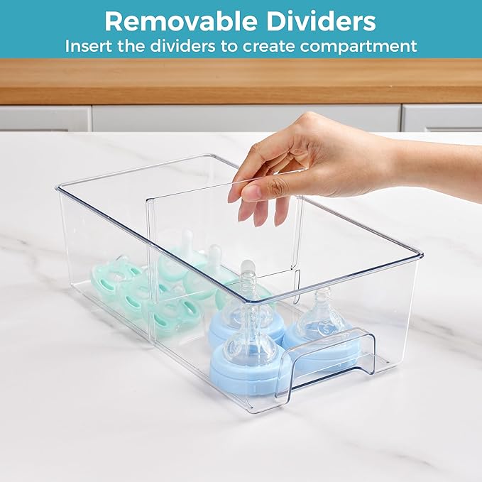 Vtopmart 6 Pack Clear Stackable Storage Drawers,Easy to Assemble Baby Bottle with handles,Plastic Drawers for Kitchen Pantry,Cabinet,Under Sink Organization - Image 6