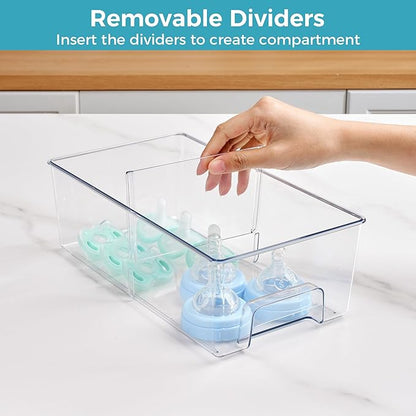 Vtopmart 6 Pack Clear Stackable Storage Drawers,Easy to Assemble Baby Bottle with handles,Plastic Drawers for Kitchen Pantry,Cabinet,Under Sink Organization - Image 6
