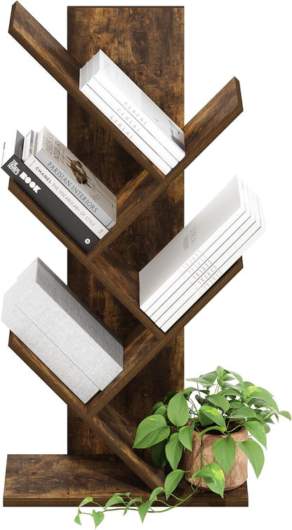 Furinno Tree Book Shelf, 5-Tier Bookshelf with Angled Open Shelf, Tree Bookcase for Room Decor, 8.4 x 15.7 x 30.3, for Organization and Storage, for Living Room, Bedroom, Home Office, Amber Pine - Image 6