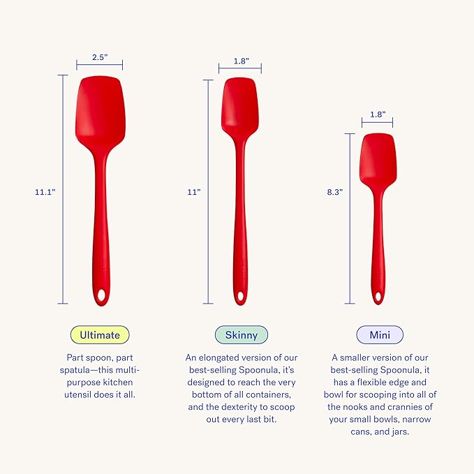 GIR: Get It Right Silicone Spatula Spoonula, Non toxic cooking utensils for Nonstick Cookware, Cooking and Baking - Skinny- 11IN - Black