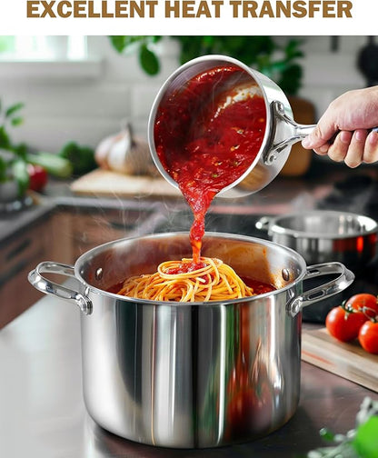 Cooks Standard Stainless Steel Saucepan with Lid, Multi-Ply Clad Sauce Pot 3-Quart, Silver