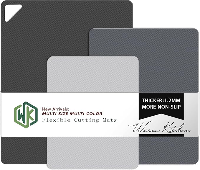 WK Flexible Plastic Cutting Boards Mats for Kitchen, Flexible Non Slip Cutting Mat, Thin Cutting Sheets, BPA Free, Dishwasher Safe, Multi Sizes by WKHome