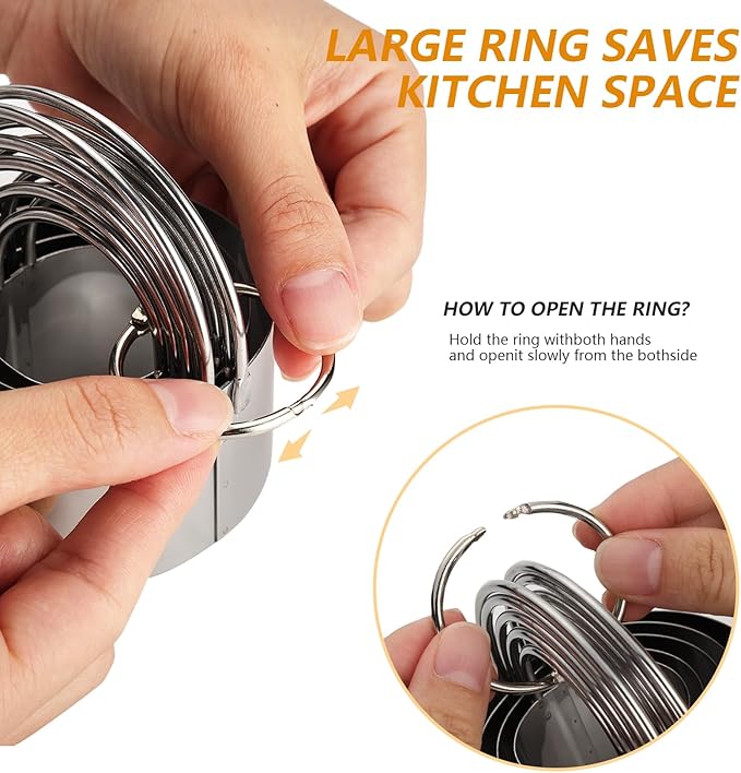 Cookie Cutters (5 Pieces/Set),Round Biscuit Cutter Set with Handle and Big Ring, Professional Baking Dough Cutter Tools for Cakes, Sandwiches, Donuts, Dumplings - Image 3