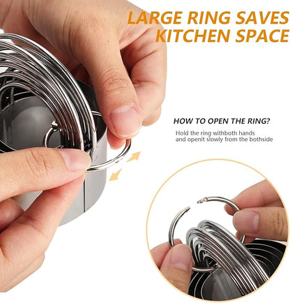 Cookie Cutters (5 Pieces/Set),Round Biscuit Cutter Set with Handle and Big Ring, Professional Baking Dough Cutter Tools for Cakes, Sandwiches, Donuts, Dumplings - Image 3