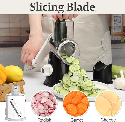 Cambom 5 in 1 Rotary Cheese Grater Hand Crank Cheese Shredder for Fresh Cheese, Vegetable, Nuts,Non-slip Suction Base, Black - Image 5