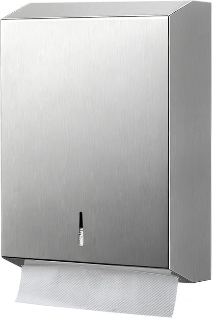 Paper Towel Dispenser Wall Mount, Keyless Magnetic Closure, Brushed Stainless Steel Bathroom Paper Towel Holder, Holds 500 Multifold or 400 C-Fold Towels, Ideal for Bathroom, Kitchen & Home by Gorlary