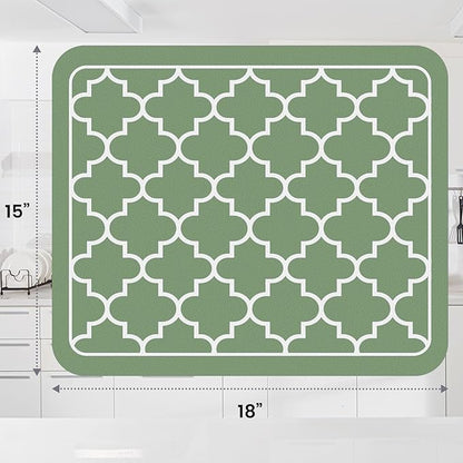 WISELIFE Dish Drying Mat Super Absorbent Drying Mat Large Dish Drying Mats for Kitchen Counter Easy Clean Dish Mat Kitchen Drying Mat15"x 18" Stylish Green - Image 3