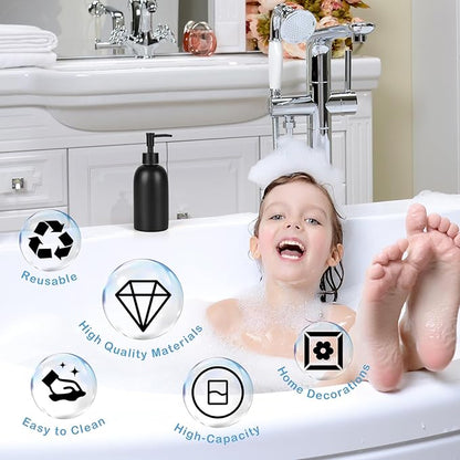 Natheeph 14OZ Ceramic Soap Dispenser Ceramic Soap Pump Dispenser Can Fill Liquid for Bathroom/Kitchen (Black) - Image 8