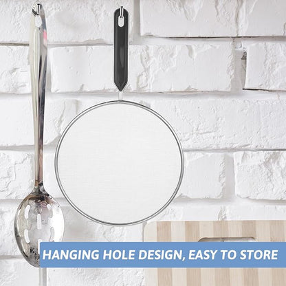 Splatter Screen for Frying Pan 7.5’’ Stainless Steel Grease Splatter Guard with Comfortable Grip Handle Pan Cover Cooking Protector Ultra Fine Mesh Prevents Oil Splatters for Frying Cooking (Black) - Image 6