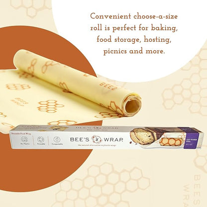 Bee's Wrap Beeswax Wraps for Food - Cut to Size 14x52" Beeswax Wrap Roll - Plastic Free Made in USA Reusable Natural Food Wrap - Honeycomb - Image 6