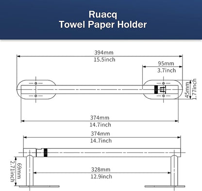 RUACQ Paper Towel Holder Under Cabinet, Wall Mounted or Adhesive Stainless Steel Paper Towel Holder,Round Base Paper Towel Rack for Kitchen, RV, Bathroom (Brushed Nickel)