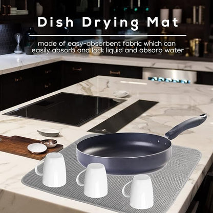 2 Pack Microfiber Dish Drying Mat,Absorbent Dish Drainer Kitchen Counter,Super Absorbent Dish Drying Pads 20×15 Inch Grey - Image 5