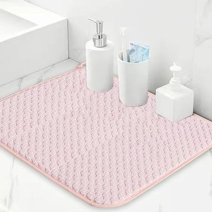 Pink Dish Drying Mats for Kitchen Counter, 2 Pack Dish Drying Mat Drying Pad, Dish Rack Drainer Mat, Kitchen Mat (Pink) - Image 4