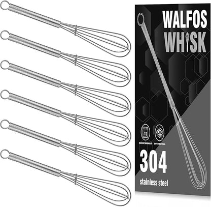 Walfos Mini Whisks, Small Whisk Bulk 304 Stainless Steel 6 Pieces, 5 Inch Tiny Whisk For Whisking, Beating Eggs, Mixing Sauces, Blending Ingredients by Walfos