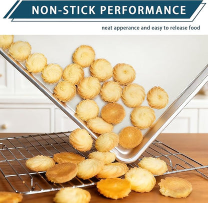 12 Pack Half Size Baking Sheet Pan Set, Aluminum Commercial Quality Cookie Sheet for Baking or Roasting, Large Thick Baking Tray Prevents Warping, 13" × 18" Cookie Tray Pan - Image 3