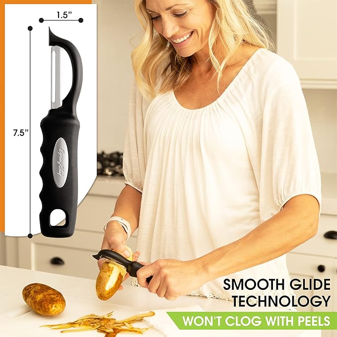 Spring Chef Premium Swivel Vegetable Peeler, Soft Grip Handle and Ultra Sharp Stainless Steel Blades - Perfect Kitchen Peeler For Veggie, Fruit, Potato, Carrot, Apple - Black - Image 4