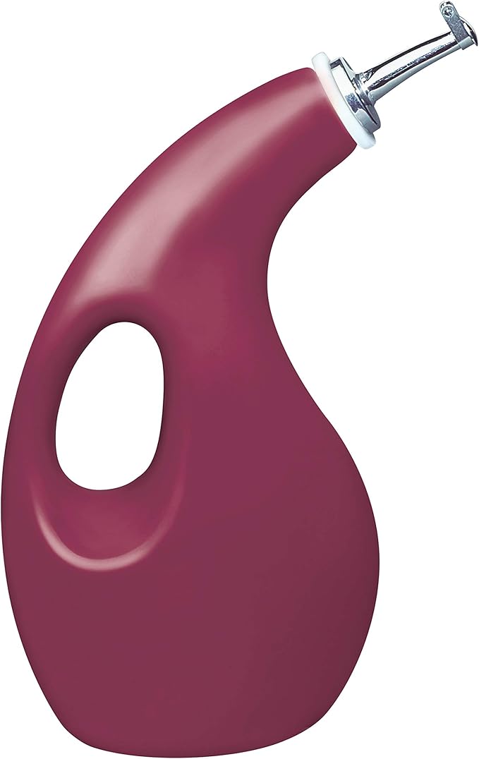 Rachael Ray Solid Glaze Ceramics EVOO Olive Oil Bottle Dispenser with Spout - 24 Ounce , Red by RachaelRayKitchenware