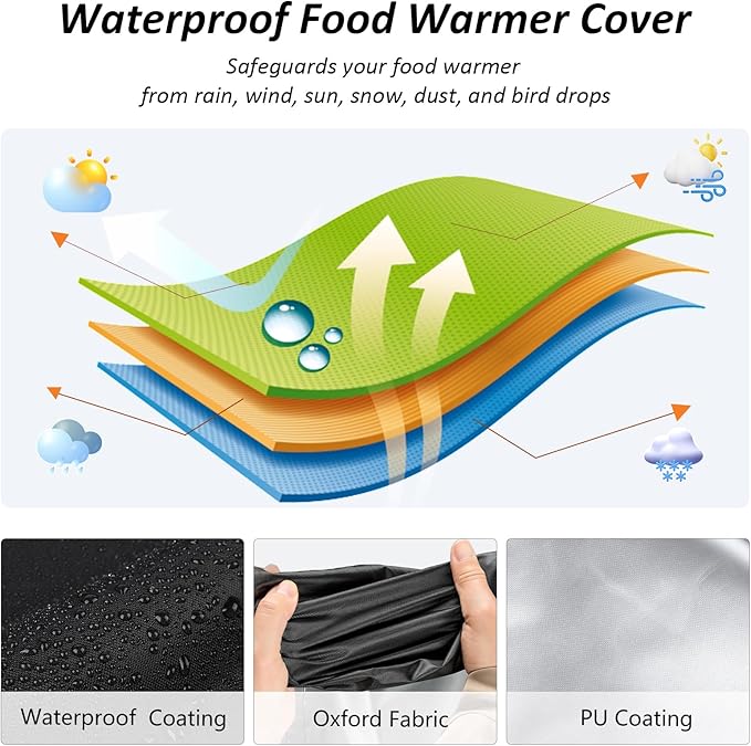 Food Warmer Cover, Heavy Duty Waterproof and Dustproof Covers for CAMMOO YITAHOME FOHERE Food Warmer Hot Box 127QT - 26" L x 19" W x 34" H