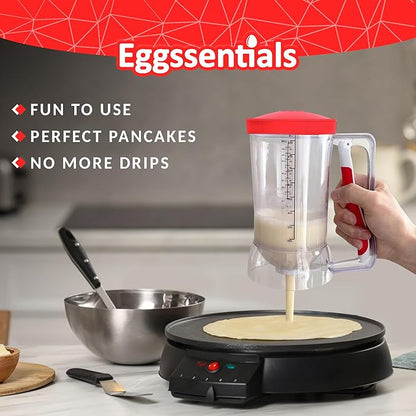 Eggssentials Pancake Batter Dispenser - Batter Dispenser with Squeeze Handle for Cupcakes - Pancakes - Cookie Cakes - Waffles - and Biscuit Separation.