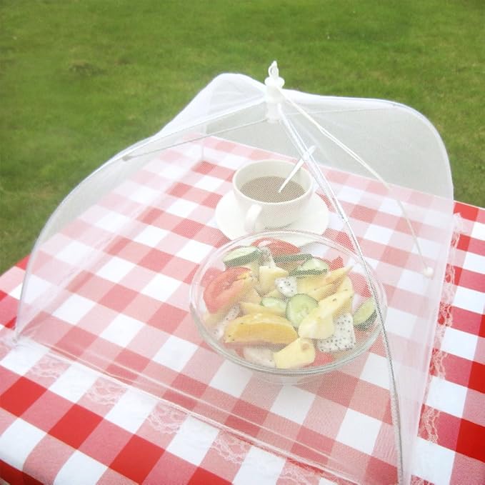 (6 Pack) ESFUN Food Net Covers for Outside, 17"x 17" Large Outdoor Food Cover Mesh Screen Tents Umbrella Fly Food Covers for Picnics, Parties, BBQ, Camping, Reusable and Collapsible - Image 4