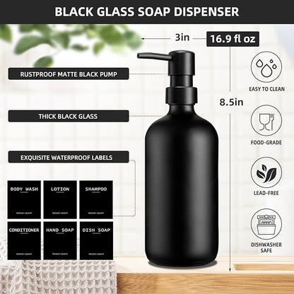 Dish Soap Dispenser for Kitchen, 16.9 fl oz Black Hand and Dish Soap Dispenser Set, Kitchen Soap Dispenser with Sponge Holder, Brush Holder and Loofah Sponge, Countertop Sink Organizer Accessories - Image 3