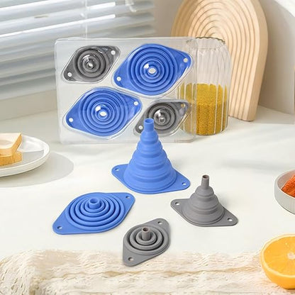 Kitchen Funnels Set 4 Pack，Small and Large，Silicone Collapsible Funnel，Small Funnel for Bottles and Funnels for Filling Water Bottle - Image 2