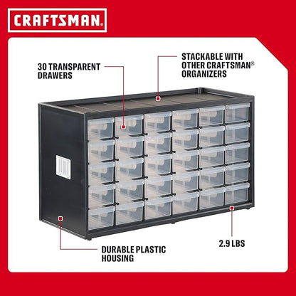 CRAFTSMAN Storage Organizer, 30 Small Drawer Modular Storage System, Easily Stackable, Plastic, Black, White (CMST40730) - Image 6