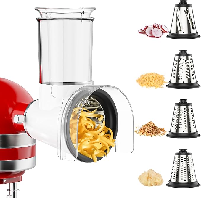 Cheese Grater Attachment for KitchenAid, Large Cheese Grater with 3-inch Feed Chute and Splash-Proof Barrier, Cheese Shredder, For Kitchen Aid Accessories and Attachments, Dishwasher Safe By Cofun by COFUN