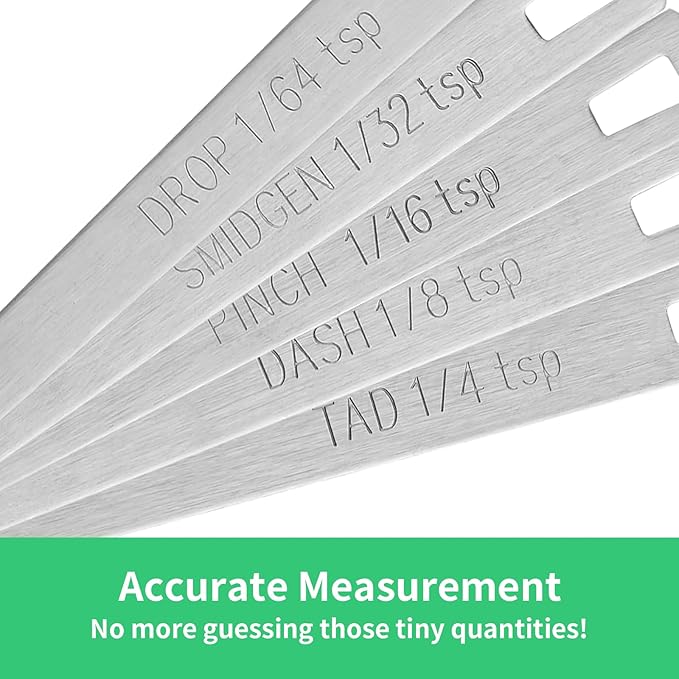 5PCS Small Measuring Spoons Set - Cuttte Stainless Steel Tiny Measuring Spoons for Cooking Baking, 1/4 1/8 1/16 1/32 1/64 tsp, Teaspoon Minispoon for Powders, Spices - Image 4