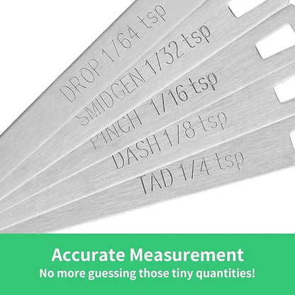 5PCS Small Measuring Spoons Set - Cuttte Stainless Steel Tiny Measuring Spoons for Cooking Baking, 1/4 1/8 1/16 1/32 1/64 tsp, Teaspoon Minispoon for Powders, Spices - Image 4