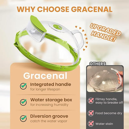 12 Inch Microwave Splatter Cover, Upgraded Microwave Cover for Food with Water Steamer, Integrated Handle, Splatter Guard, Cookware lid, House Warming Gifts New Home, Green - Image 4